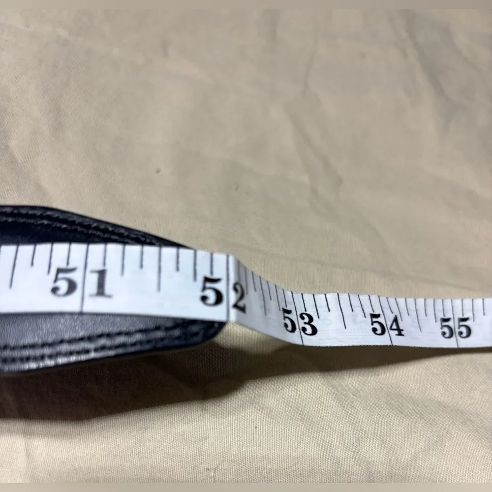 Men’s 44/46 Black Bonded Leather Silver Tone Buckle Belt Size 52” EPC
